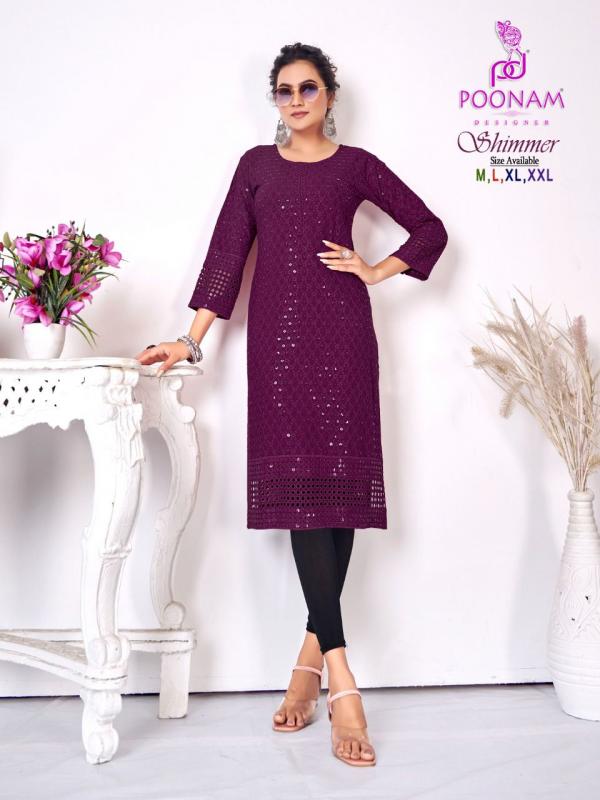 Poonam Shimmer Fancy Wear Sequence Rayon Kurti Collection